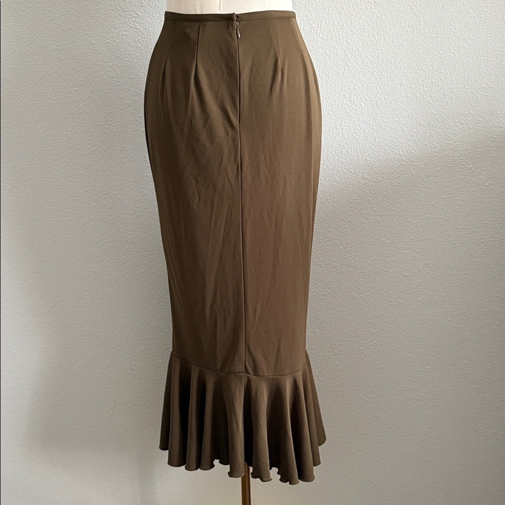 Vintage Taiga Paris Olive Green Midi Skirt Size Small - Picture 5 of 9
